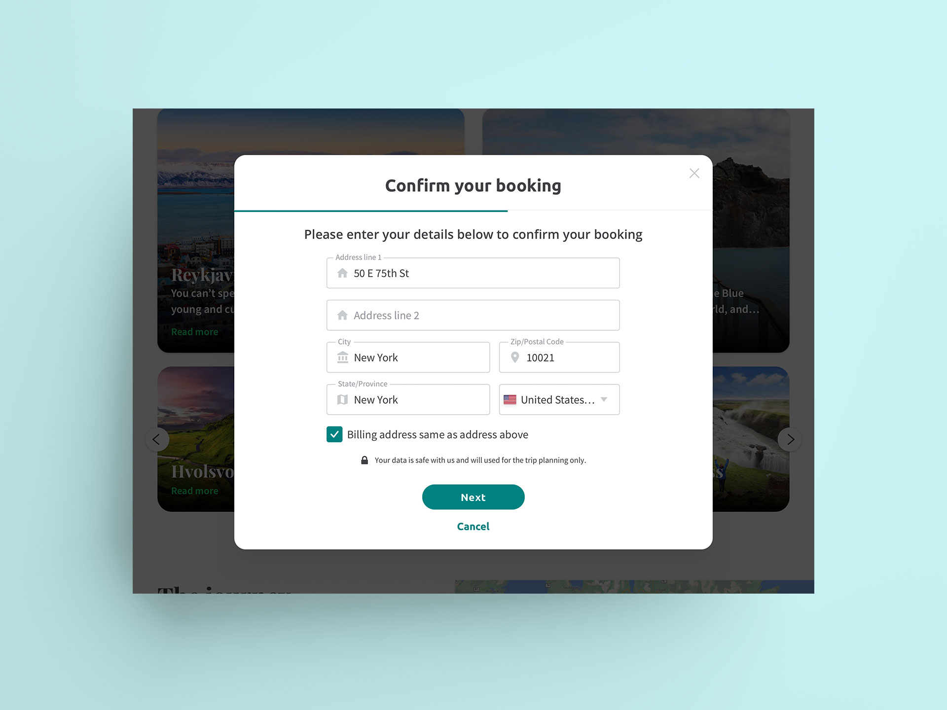 Confirmation modal step 2